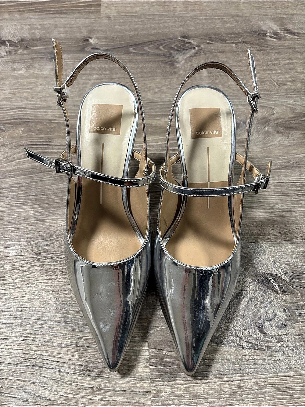 Dolce Vita Pointed Toe Slingback Heels Silver US 8 Like New